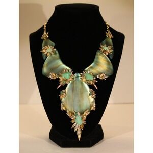 Alexis Bittar Necklace in green color W/ Clear crystals and chrysoprase stones.